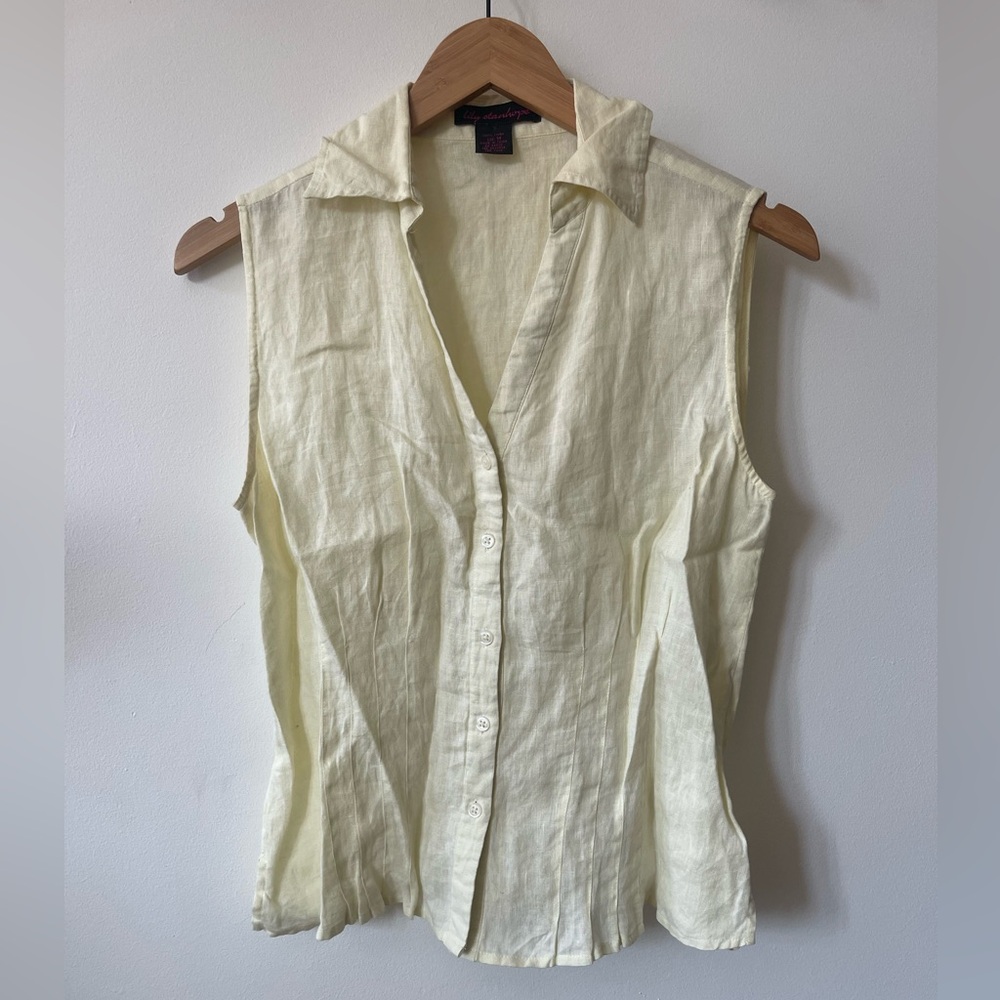 Vintage butter yellow sleeveless blouse
